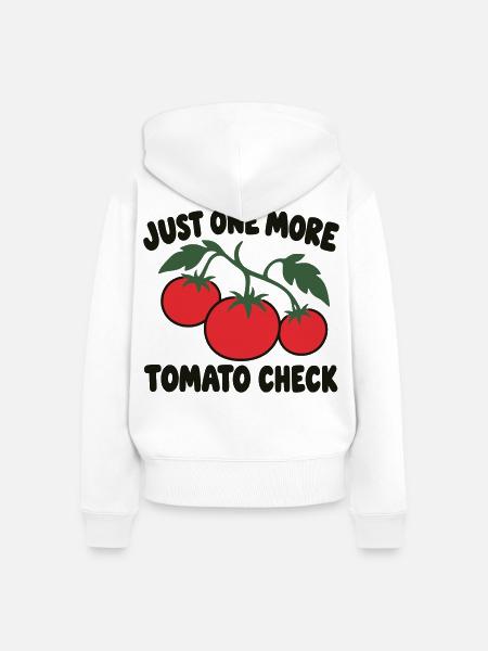 Tomatenanbausucht – lustiges Gartenzitat - Frauen Premium Bio Zip Hoodie - Weiß