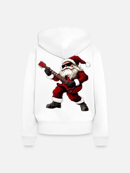 Gitarrist Weihnachten - Frauen Premium Bio Zip Hoodie - Weiß