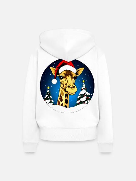 Giraffen Weihnachten - Frauen Premium Bio Zip Hoodie - Weiß