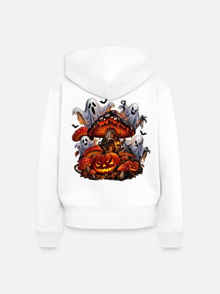 Spüre das Geheimnis der Halloween-Nacht! - Frauen Premium Bio Zip Hoodie - Weiß