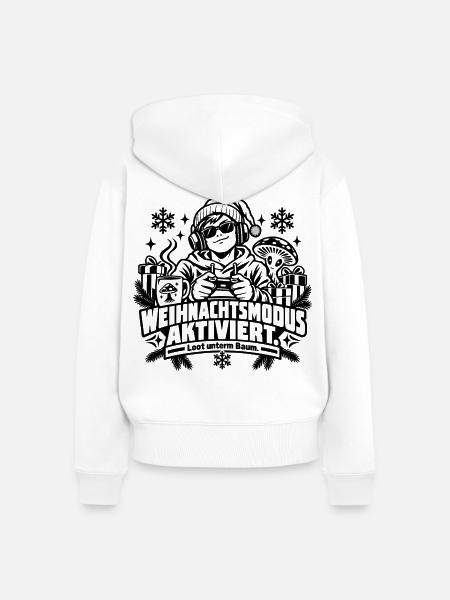 Weihnachtsmodus aktiviert: Lustiges Gamer-Geschenk - Frauen Premium Bio Zip Hoodie - Weiß