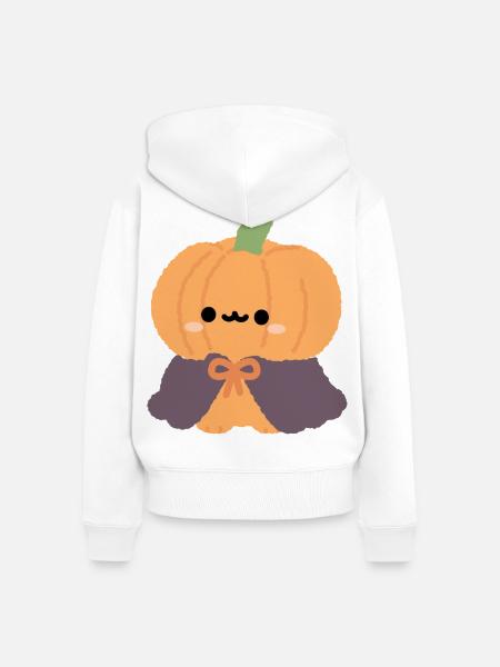Chibi Kürbis-Cape-Plüsch - Frauen Premium Bio Zip Hoodie - Weiß
