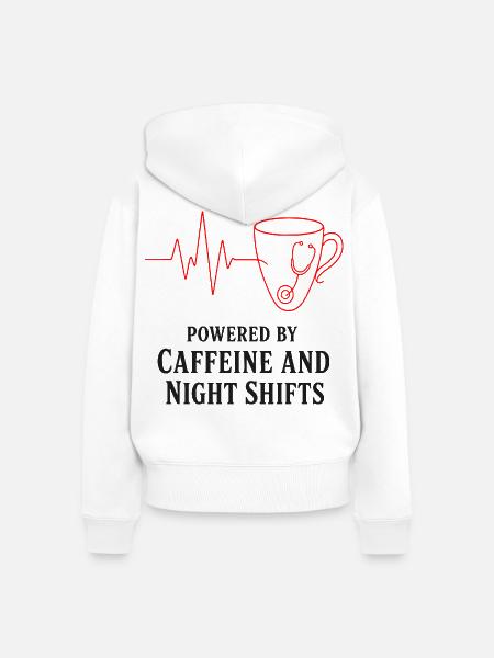 Kaffee und Nachtschichten - Frauen Premium Bio Zip Hoodie - Weiß
