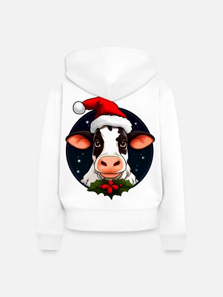Kühe Christmas - Frauen Premium Bio Zip Hoodie - Weiß