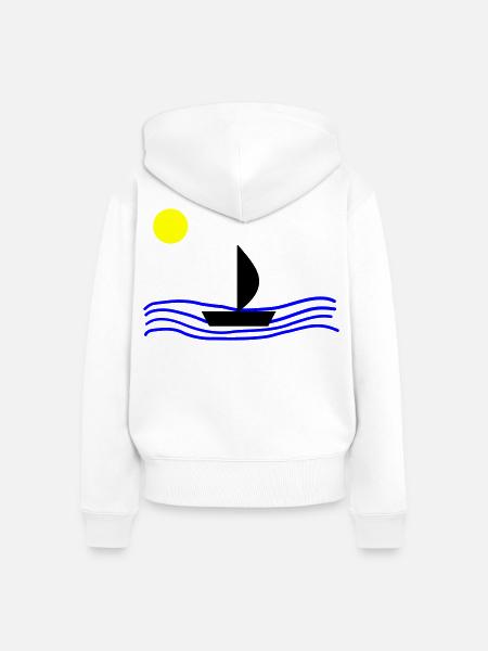 Mit dem Boot auf dem Meer - Frauen Premium Bio Zip Hoodie - Weiß