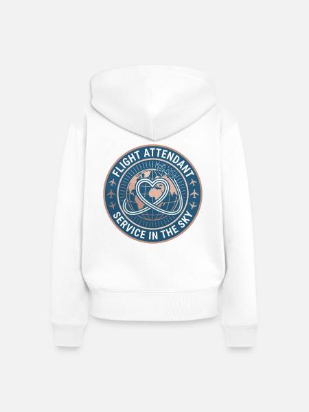 Flugbegleiterin Jet Trail Herzabzeichen Geschenk - Frauen Premium Bio Zip Hoodie - Weiß