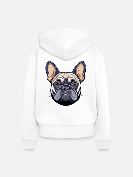 Französischer Bulldoggenkopf - Frauen Premium Bio Zip Hoodie - Weiß