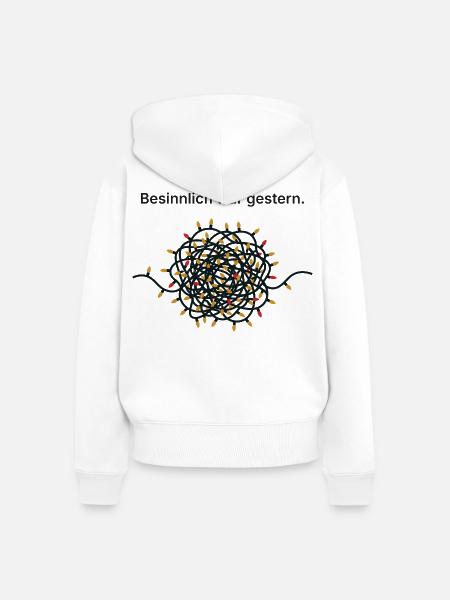 Besinnlich war gestern - Lichterkette Weihnachten - Frauen Premium Bio Zip Hoodie - Weiß