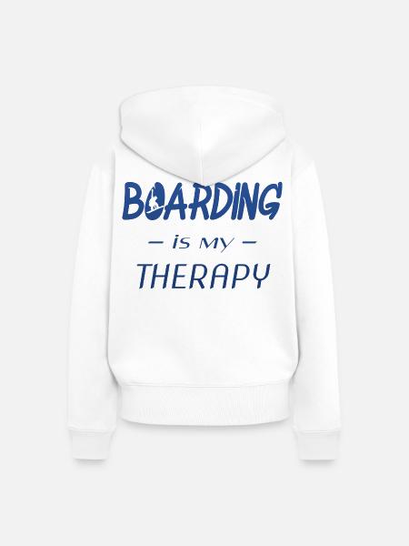 Boarding is My Therapy - Frauen Premium Bio Zip Hoodie - Weiß