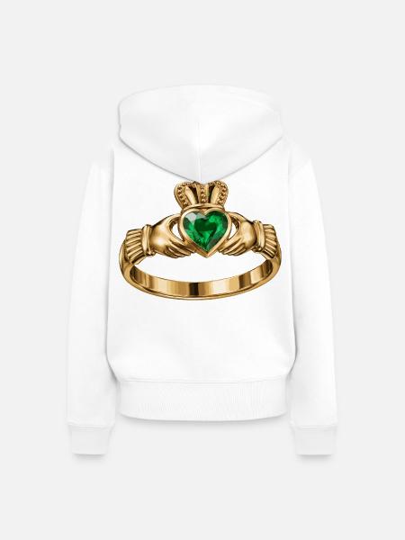 Irischer Claddagh-Ring - Frauen Premium Bio Zip Hoodie - Weiß