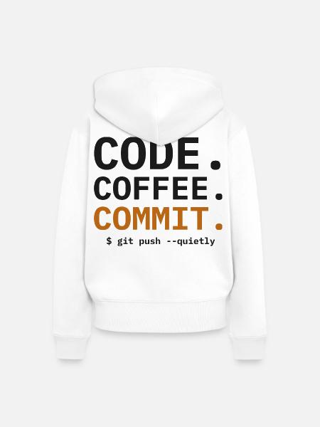 Code Coffee Commit Programmierer - Frauen Premium Bio Zip Hoodie - Weiß