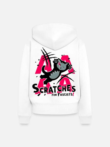 Kratzer gegen Rassismus - Frauen Premium Bio Zip Hoodie - Weiß