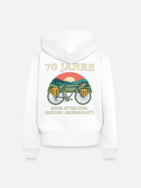 70 Jahre Fahrradliebe - Frauen Premium Bio Zip Hoodie - Weiß