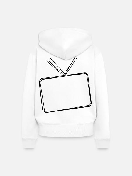 Fernseher handgezeichnet - Frauen Premium Bio Zip Hoodie - Weiß