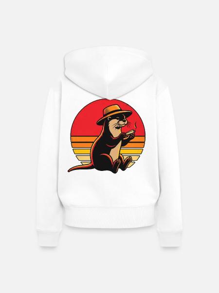 Otter Kiffer - Frauen Premium Bio Zip Hoodie - Weiß
