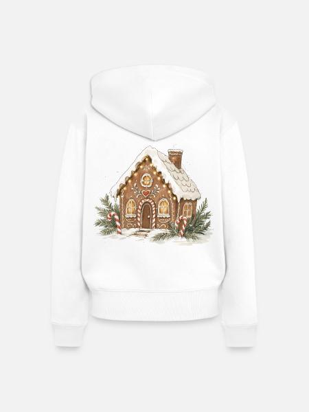 Klassisches Aquarell-Lebkuchenhaus - Frauen Premium Bio Zip Hoodie - Weiß