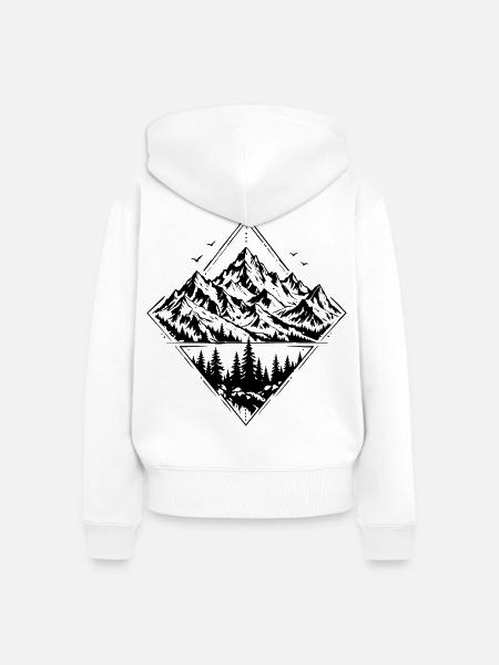 Berge – Zwischen Gipfeln und Wäldern - Frauen Premium Bio Zip Hoodie - Weiß