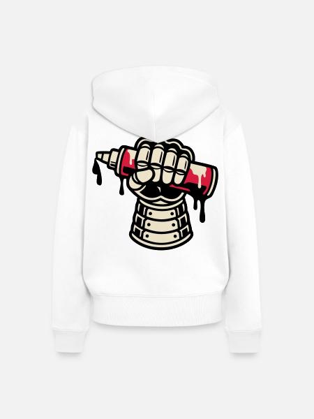 Samurai Ruestung Graffiti Icon - Frauen Premium Bio Zip Hoodie - Weiß
