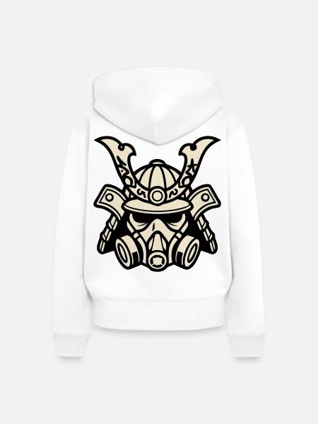 Cyber Samurai Gasmaske Logo - Frauen Premium Bio Zip Hoodie - Weiß