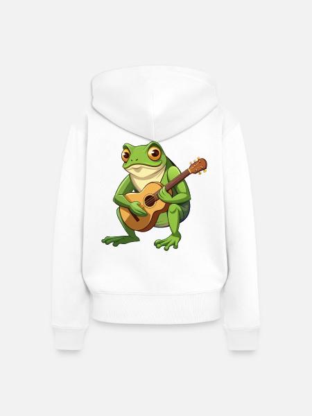 Froschkröte spielt akustische Gitarre - Frauen Premium Bio Zip Hoodie - Weiß
