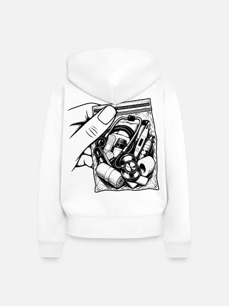 Krankenschwestersucht – Beutel-Stethoskop-Versorgung - Frauen Premium Bio Zip Hoodie - Weiß