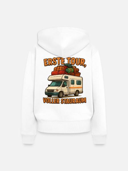 Erste Wohnmobiltour – voller Stauraum - Frauen Premium Bio Zip Hoodie - Weiß