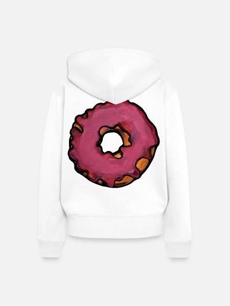Rosa glasierte Donut-Abstrakte Illustration - Frauen Premium Bio Zip Hoodie - Weiß