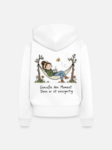 Genieße den Moment Einzigartig Hängematte - Frauen Premium Bio Zip Hoodie - Weiß