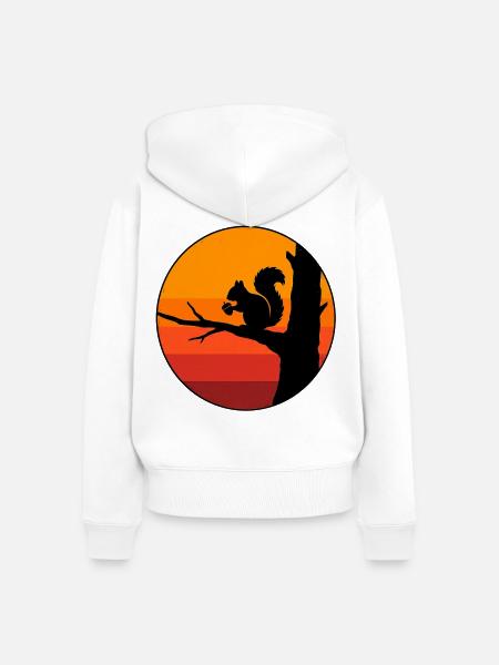 Eichhörnchen Herbst Sonnenuntergang - Frauen Premium Bio Zip Hoodie - Weiß