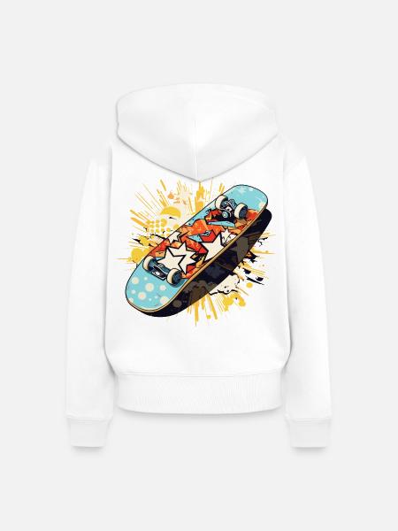 Skateboard Graffiti - Frauen Premium Bio Zip Hoodie - Weiß