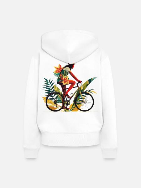 Radfahrerin Comic - Frauen Premium Bio Zip Hoodie - Weiß