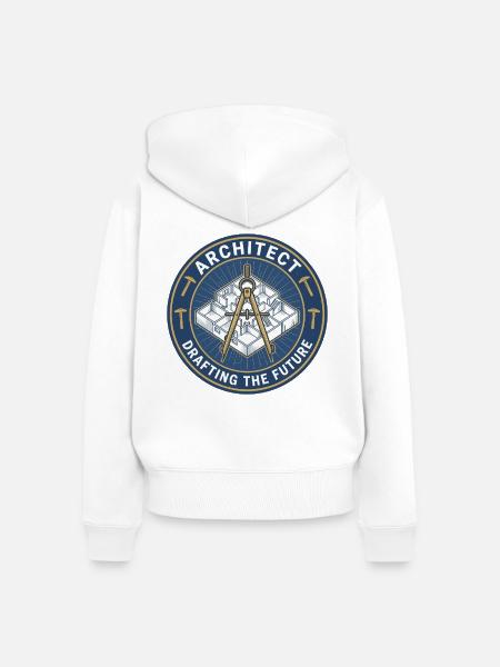 Kompassabzeichen des Architekten-Bauplans - Frauen Premium Bio Zip Hoodie - Weiß