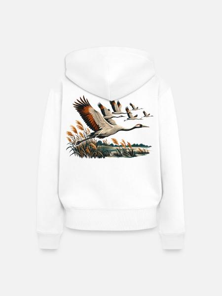 Kranichzug - Frauen Premium Bio Zip Hoodie - Weiß
