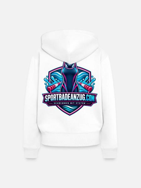 Wasserwellen Sprintanzug Logo - Frauen Premium Bio Zip Hoodie - Weiß