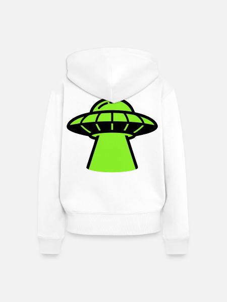 Alien Ufo Raumschiff Grafik - Frauen Premium Bio Zip Hoodie - Weiß