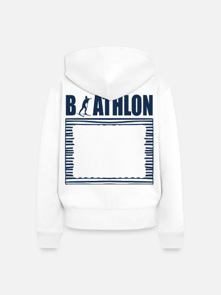 Winter Biathlon Rahmen - Frauen Premium Bio Zip Hoodie - Weiß