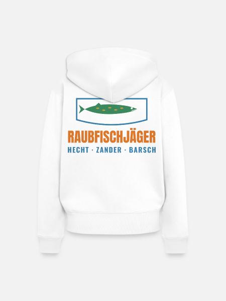 Raubfischjäger – Hecht Zander Barsch - Frauen Premium Bio Zip Hoodie - Weiß