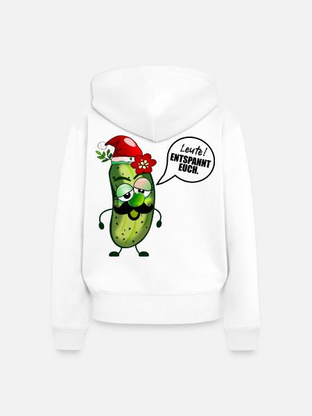 Weihnachten Stress Gurke - Frauen Premium Bio Zip Hoodie - Weiß