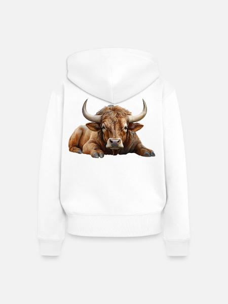 Bulle Kuh Ochse - Frauen Premium Bio Zip Hoodie - Weiß