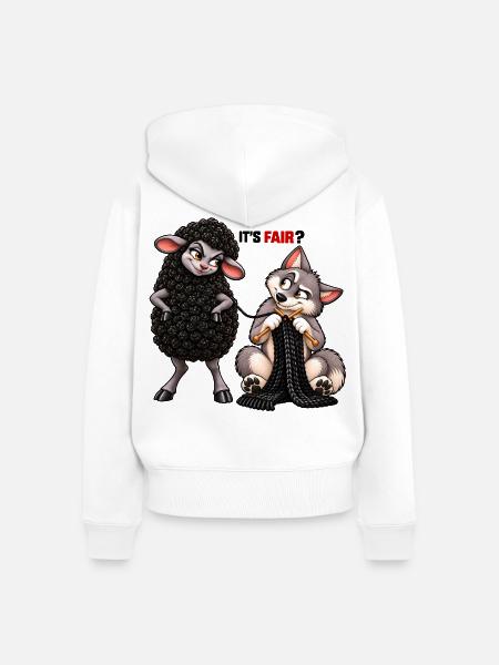 Schaf und Wolf – Strickhumor - Frauen Premium Bio Zip Hoodie - Weiß