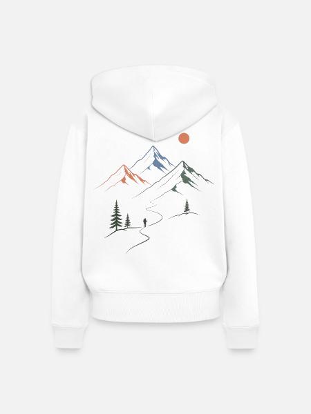 Regenbogenberg-Abenteuer - Frauen Premium Bio Zip Hoodie - Weiß