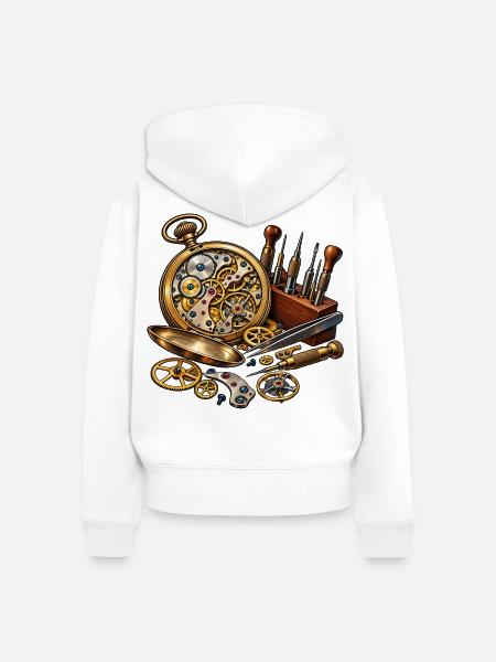 Uhrmacher Werkzeug – Steampunk Uhrwerk Kunst - Frauen Premium Bio Zip Hoodie - Weiß