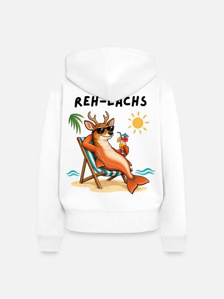 "Reh-Lachs" / Relax - Witziges Wortspiel - Frauen Premium Bio Zip Hoodie - Weiß