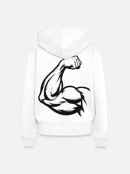 Bizeps Silhouette Gym - Frauen Premium Bio Zip Hoodie - Weiß