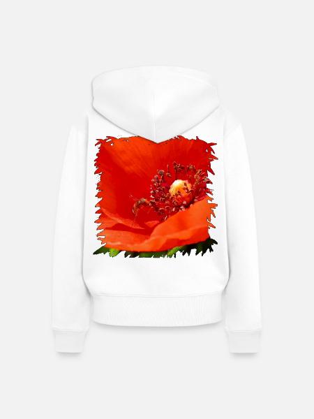 Roter Mohn mit getarnter Schwebfliege - Frauen Premium Bio Zip Hoodie - Weiß