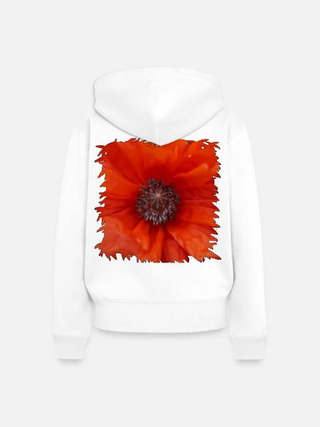 Orangerot Mohnblüte Nahaufnahme - Frauen Premium Bio Zip Hoodie - Weiß