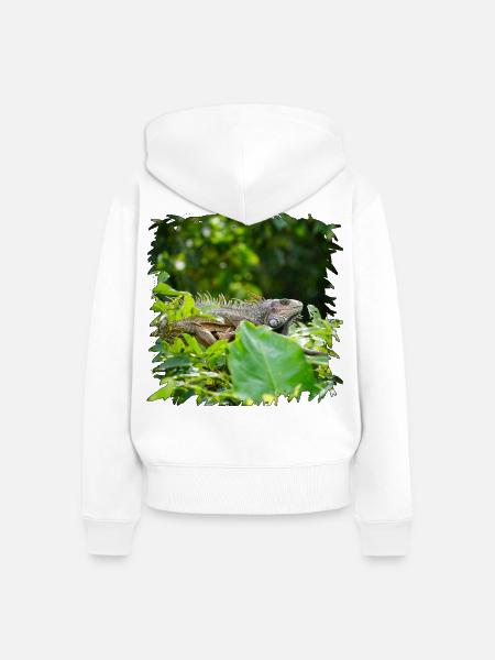 Dschungel-Leguan im Blätterdach - Frauen Premium Bio Zip Hoodie - Weiß