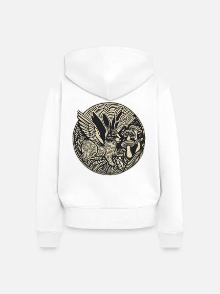 Wolpertinger im Linolschnitt - Frauen Premium Bio Zip Hoodie - Weiß