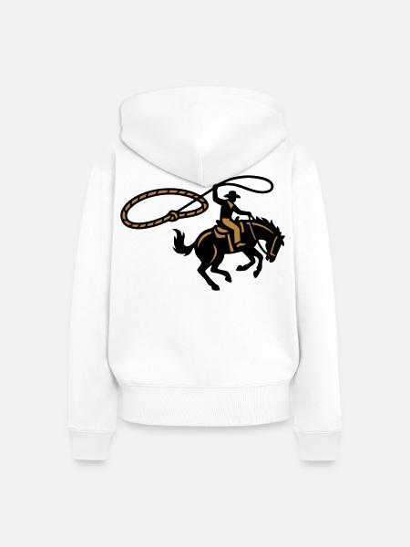 Rodeo Cowboy Lasso Grafik - Frauen Premium Bio Zip Hoodie - Weiß