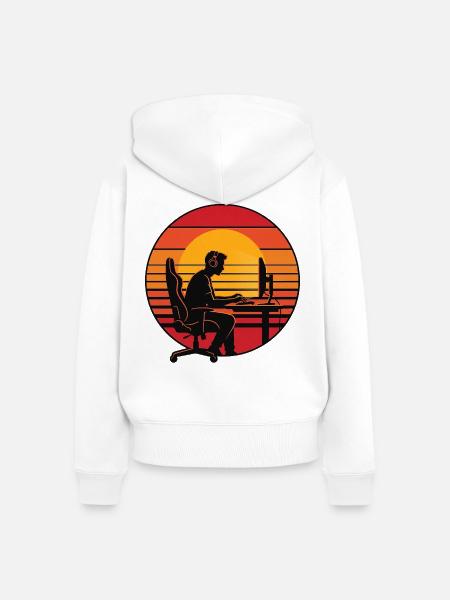 Gamer Home Office - Frauen Premium Bio Zip Hoodie - Weiß